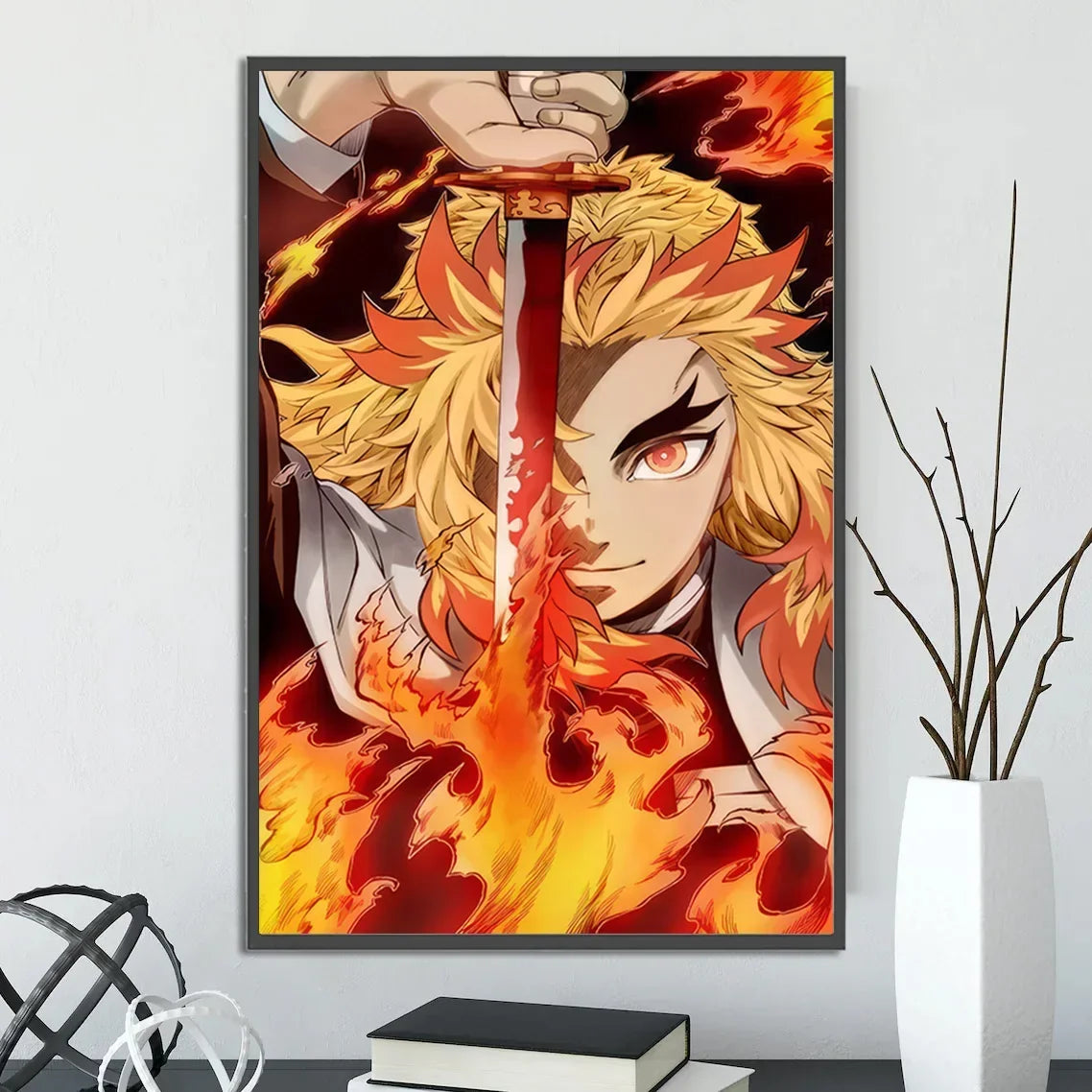 Demon Slayer Self-adhesive Anime Poster Hashira Nezuko Agatsuma Zenitsu Inosuke Wall Painting Home Decor Wall Art Room Kid Gift