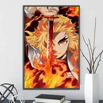 Demon Slayer Self-adhesive Anime Poster Hashira Nezuko Agatsuma Zenitsu Inosuke Wall Painting Home Decor Wall Art Room Kid Gift