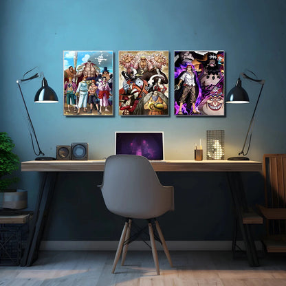 One Piece Kaido Self-adhesive Poster Buggy Sticker Home Decoration Painting Anime Wallpaper Figures HD Wall Art Hancock Kid Gift
