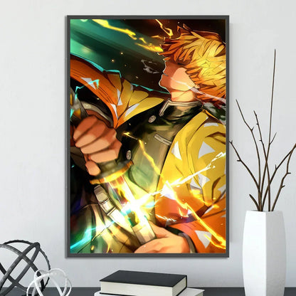 Demon Slayer Self-adhesive Anime Poster Hashira Nezuko Agatsuma Zenitsu Inosuke Wall Painting Home Decor Wall Art Room Kid Gift