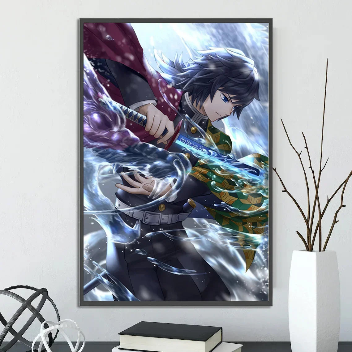 Demon Slayer Self-adhesive Anime Poster Hashira Nezuko Agatsuma Zenitsu Inosuke Wall Painting Home Decor Wall Art Room Kid Gift