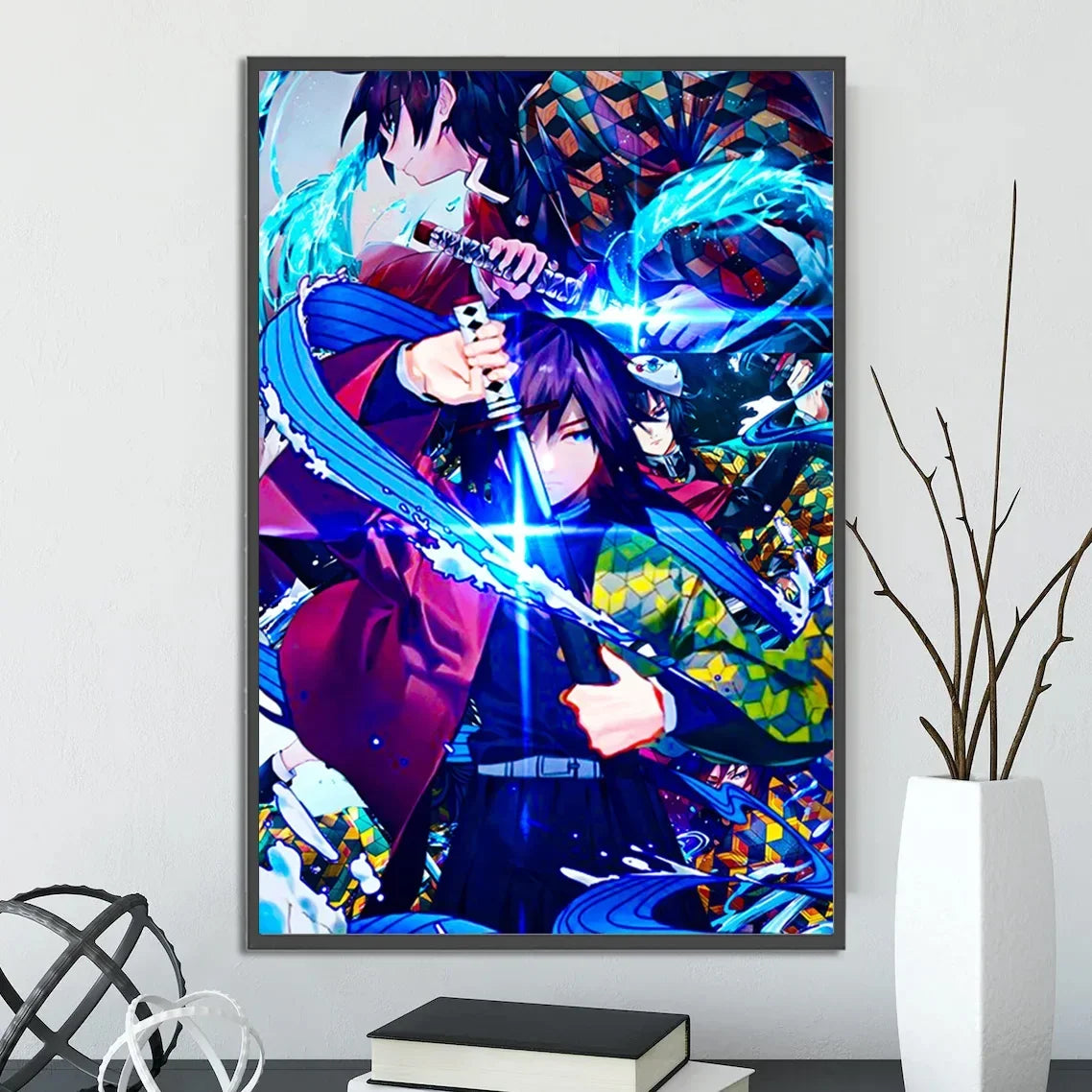 Demon Slayer Self-adhesive Anime Poster Hashira Nezuko Agatsuma Zenitsu Inosuke Wall Painting Home Decor Wall Art Room Kid Gift