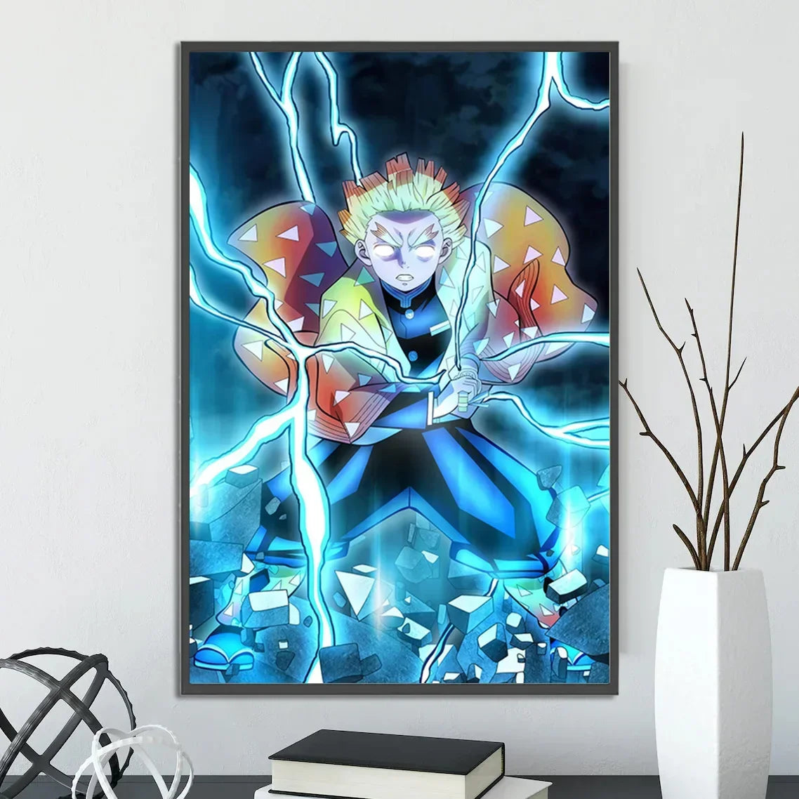 Demon Slayer Self-adhesive Anime Poster Hashira Nezuko Agatsuma Zenitsu Inosuke Wall Painting Home Decor Wall Art Room Kid Gift