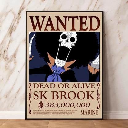 Classic Hot Selling Anime One Piece Luffy Zoro Bounty Wanted Poster Cartoon Character Canvas Printing Living Room Decor Posters