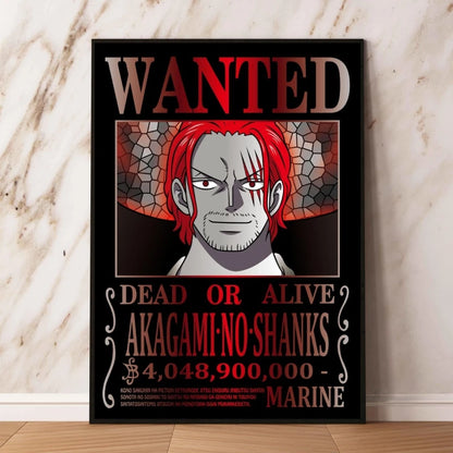 Classic Anime Canvas Printing One Piece Luffy Bounty Wanted Poster Bright and Long Lasting Colors Home Bedroom Wall Decorative