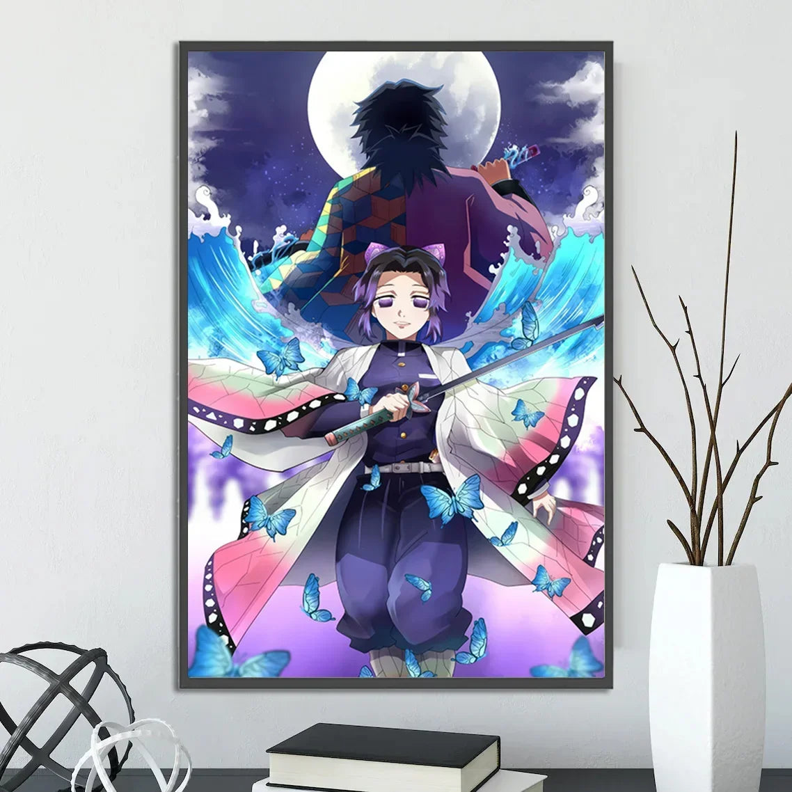 Demon Slayer Self-adhesive Anime Poster Hashira Nezuko Agatsuma Zenitsu Inosuke Wall Painting Home Decor Wall Art Room Kid Gift