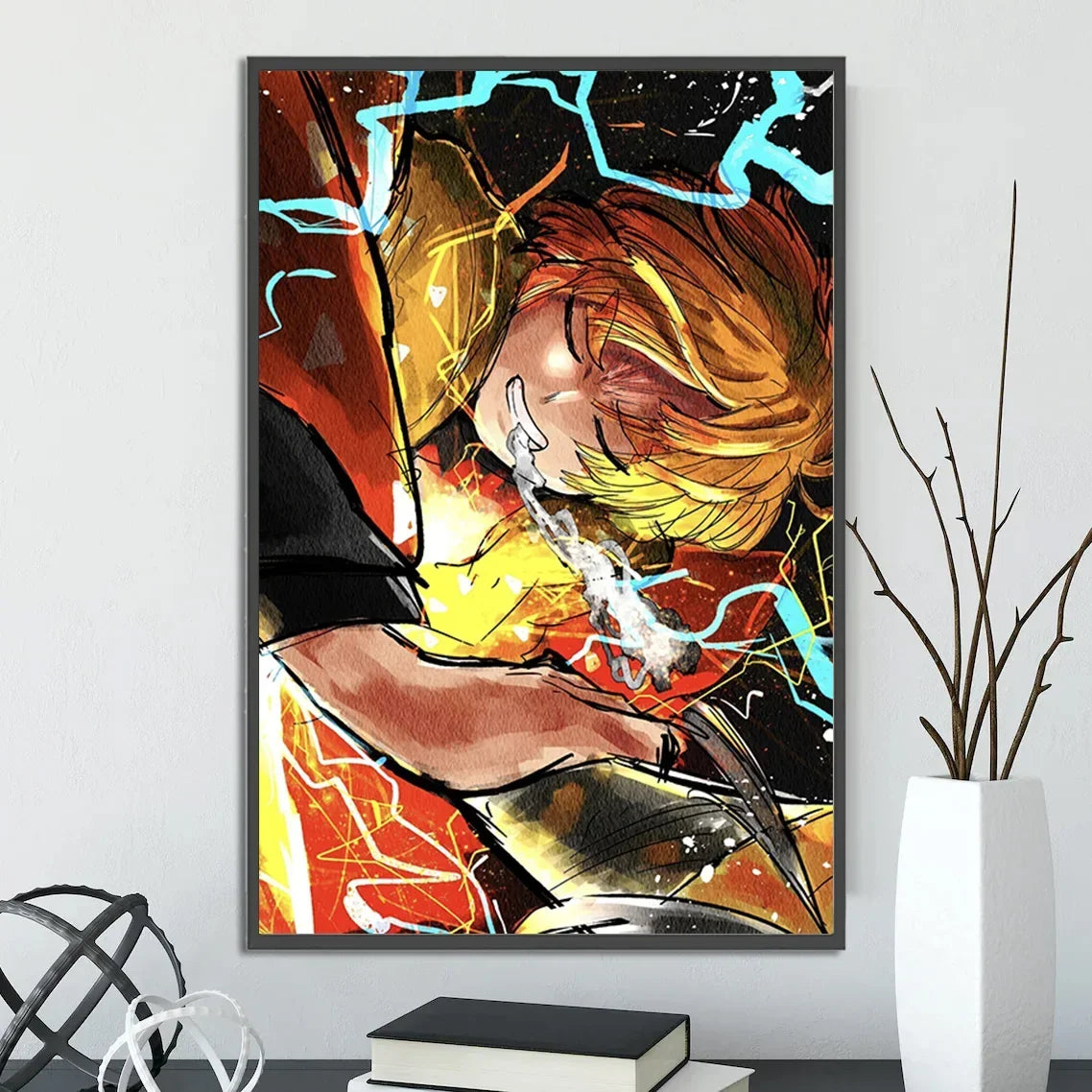 Demon Slayer Self-adhesive Anime Poster Hashira Nezuko Agatsuma Zenitsu Inosuke Wall Painting Home Decor Wall Art Room Kid Gift
