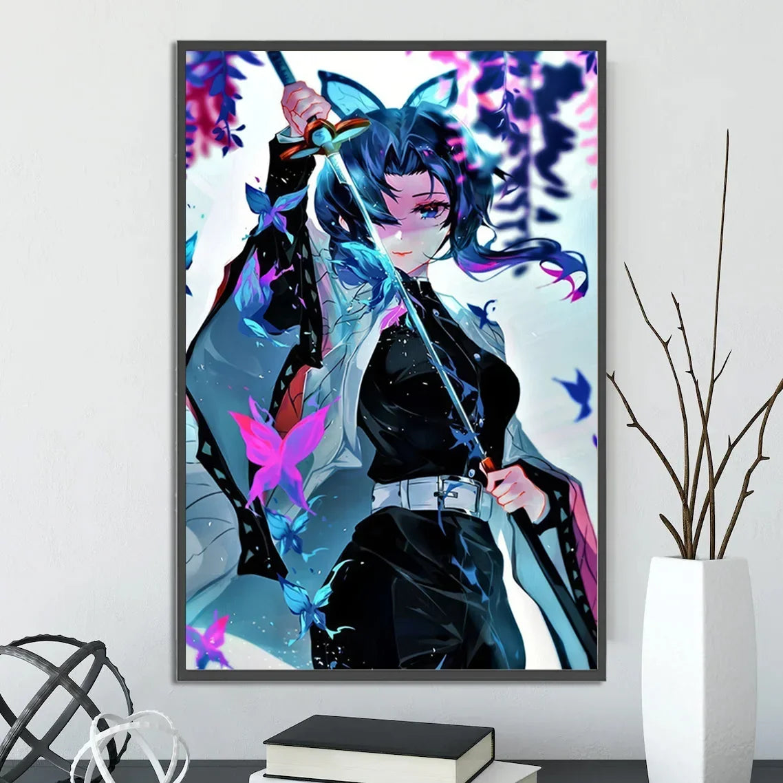 Demon Slayer Self-adhesive Anime Poster Hashira Nezuko Agatsuma Zenitsu Inosuke Wall Painting Home Decor Wall Art Room Kid Gift