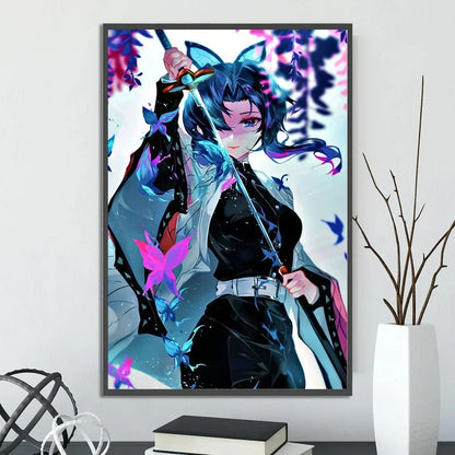 Demon Slayer Self-adhesive Anime Poster Hashira Nezuko Agatsuma Zenitsu Inosuke Wall Painting Home Decor Wall Art Room Kid Gift
