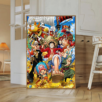 One Piece Kaido Self-adhesive Poster Buggy Sticker Home Decoration Painting Anime Wallpaper Figures HD Wall Art Hancock Kid Gift