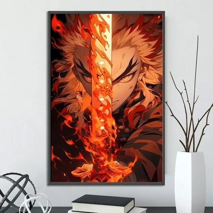 Demon Slayer Self-adhesive Anime Poster Hashira Nezuko Agatsuma Zenitsu Inosuke Wall Painting Home Decor Wall Art Room Kid Gift