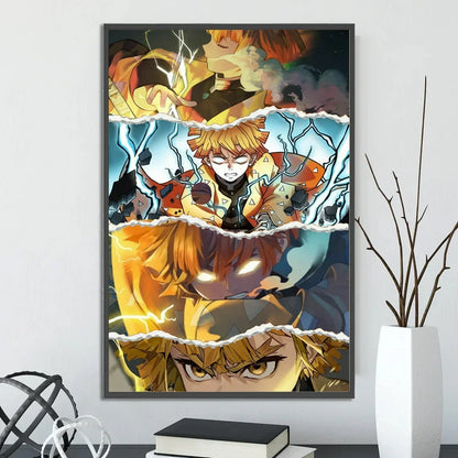 Demon Slayer Self-adhesive Anime Poster Hashira Nezuko Agatsuma Zenitsu Inosuke Wall Painting Home Decor Wall Art Room Kid Gift