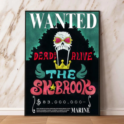Classic Anime Canvas Printing One Piece Luffy Bounty Wanted Poster Bright and Long Lasting Colors Home Bedroom Wall Decorative