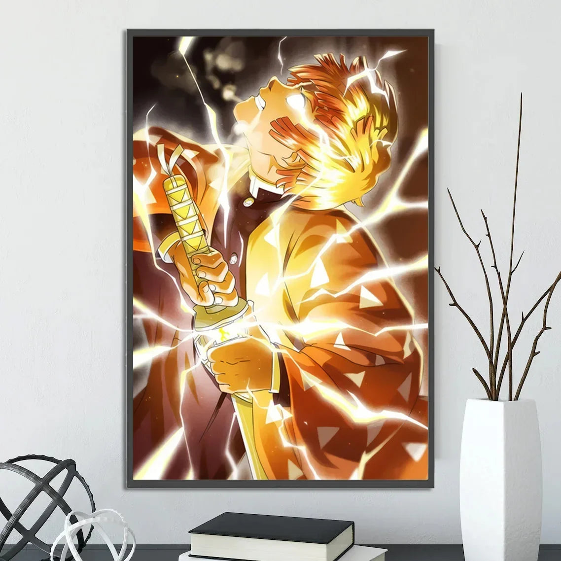 Demon Slayer Self-adhesive Anime Poster Hashira Nezuko Agatsuma Zenitsu Inosuke Wall Painting Home Decor Wall Art Room Kid Gift