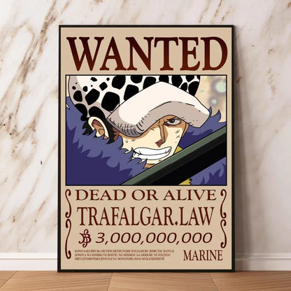 Classic Hot Selling Anime One Piece Luffy Zoro Bounty Wanted Poster Cartoon Character Canvas Printing Living Room Decor Posters