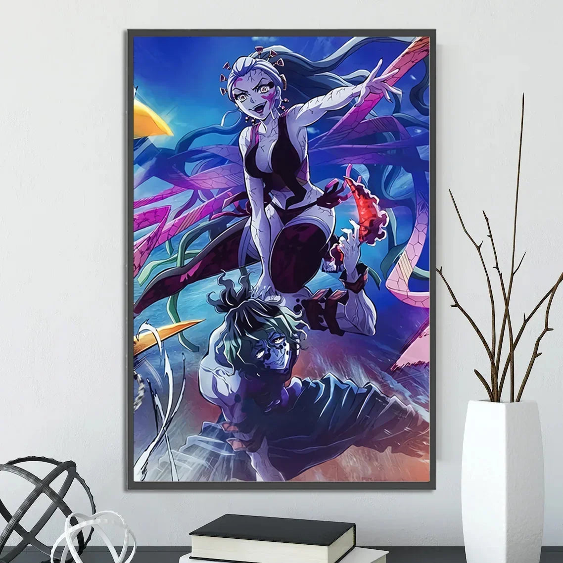 Demon Slayer Self-adhesive Anime Poster Hashira Nezuko Agatsuma Zenitsu Inosuke Wall Painting Home Decor Wall Art Room Kid Gift