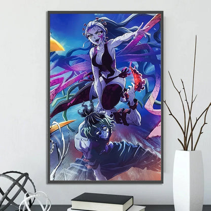 Demon Slayer Self-adhesive Anime Poster Hashira Nezuko Agatsuma Zenitsu Inosuke Wall Painting Home Decor Wall Art Room Kid Gift
