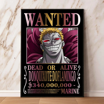 Classic Anime Canvas Printing One Piece Luffy Bounty Wanted Poster Bright and Long Lasting Colors Home Bedroom Wall Decorative