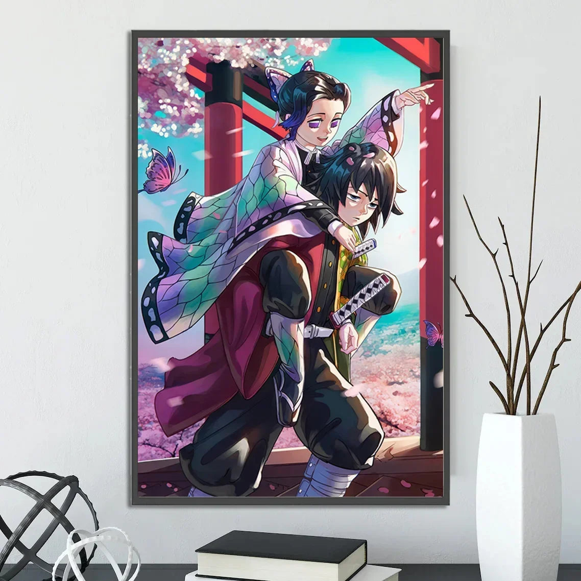 Demon Slayer Self-adhesive Anime Poster Hashira Nezuko Agatsuma Zenitsu Inosuke Wall Painting Home Decor Wall Art Room Kid Gift