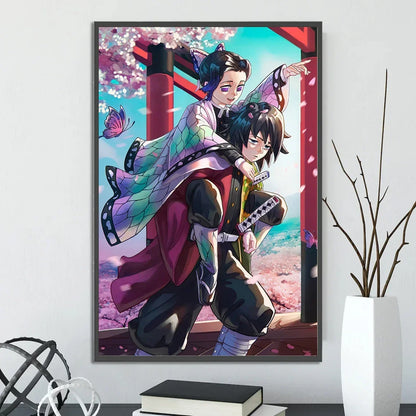 Demon Slayer Self-adhesive Anime Poster Hashira Nezuko Agatsuma Zenitsu Inosuke Wall Painting Home Decor Wall Art Room Kid Gift