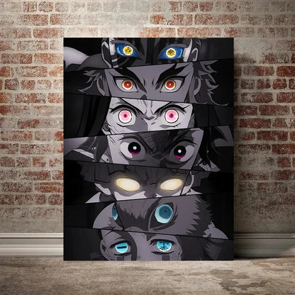 Anime Poster Demon Slayer Team Eyes Art Print Mural Children's Room Decorative Canvas Painitng Picture for Modern Home Decor