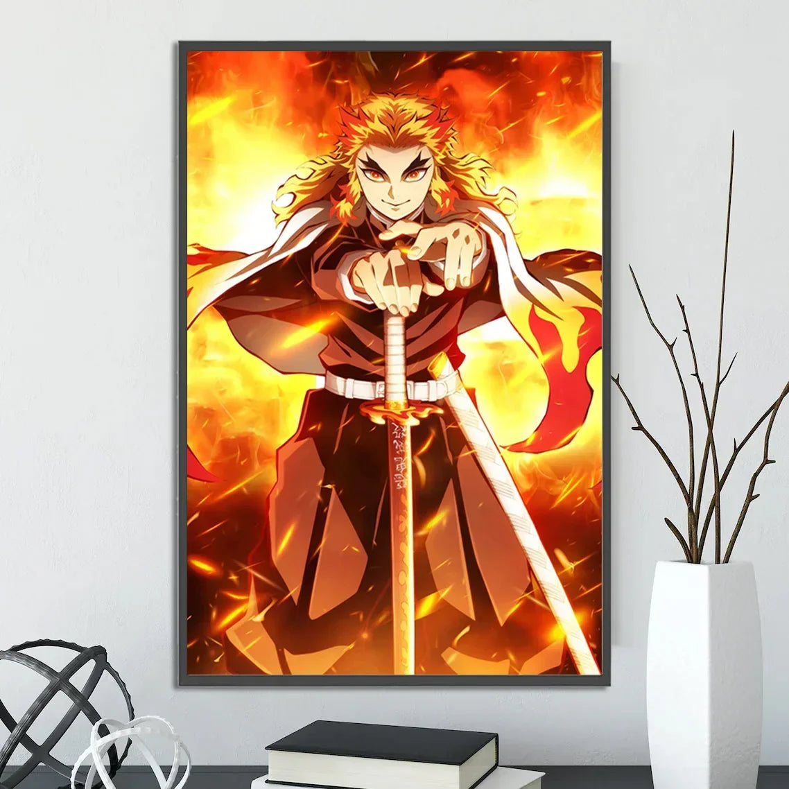 Demon Slayer Self-adhesive Anime Poster Hashira Nezuko Agatsuma Zenitsu Inosuke Wall Painting Home Decor Wall Art Room Kid Gift