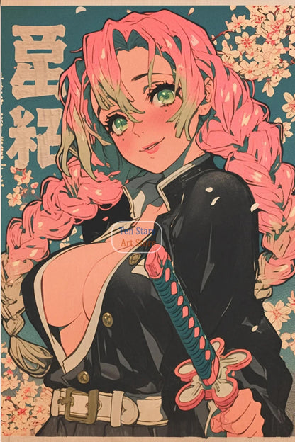 Tanjiro Kamado Nezuko Kamado Inosuke Shinobu Kocho Demon Slayer Poster Canvas Painting Wall Pictures Home Room Decor Anime Gifts