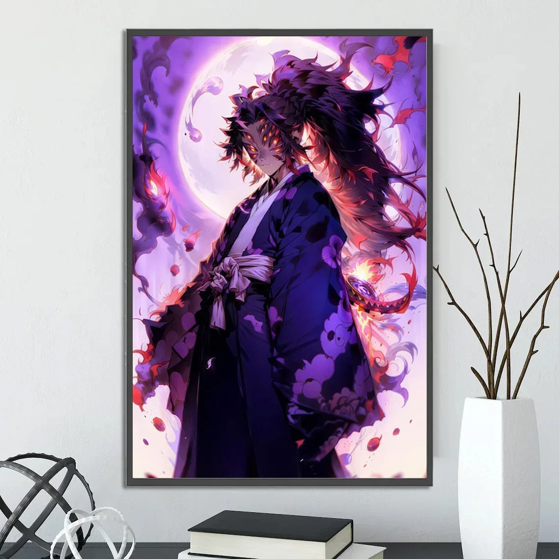 Demon Slayer Self-adhesive Anime Poster Hashira Nezuko Agatsuma Zenitsu Inosuke Wall Painting Home Decor Wall Art Room Kid Gift