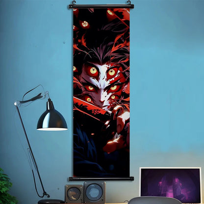 Japanese Anime HD Demon Slayer Akaza Canvas Scroll Wall Hanging Art Home Decor Gifts Bedroom Living Room Decoration Prints Gift