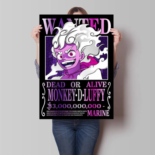 Classic Anime Canvas Printing One Piece Luffy Bounty Wanted Poster Bright and Long Lasting Colors Home Bedroom Wall Decorative