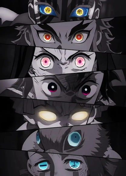 Anime Poster Demon Slayer Team Eyes Art Print Mural Children's Room Decorative Canvas Painitng Picture for Modern Home Decor