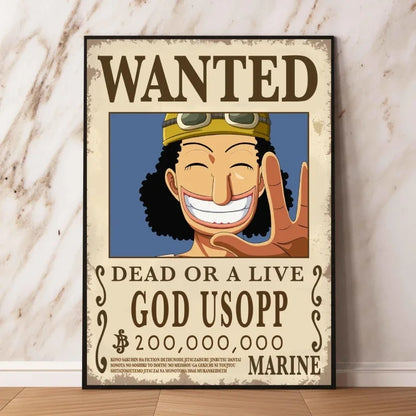 Classic Hot Selling Anime One Piece Luffy Zoro Bounty Wanted Poster Cartoon Character Canvas Printing Living Room Decor Posters