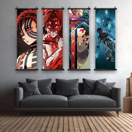 Japanese Anime HD Demon Slayer Akaza Canvas Scroll Wall Hanging Art Home Decor Gifts Bedroom Living Room Decoration Prints Gift
